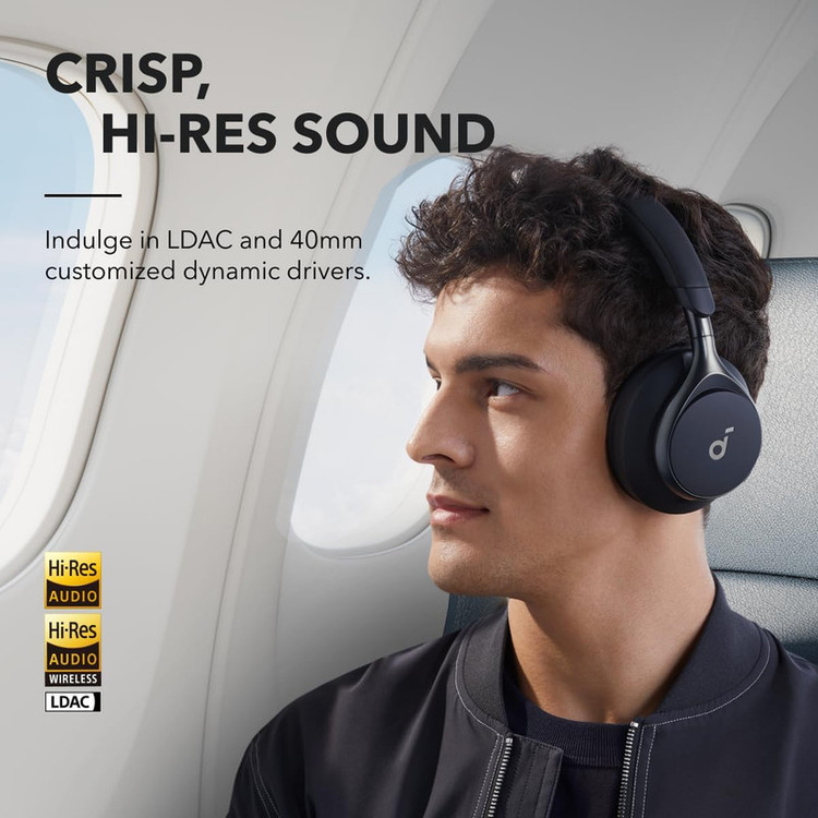 هدفون بیسیم انکر مدل Space One با نویز کنسلینگ فعال (ANC)، درگاه شارژ USB Type-C، مقاوم در برابر رطوبت و عرق