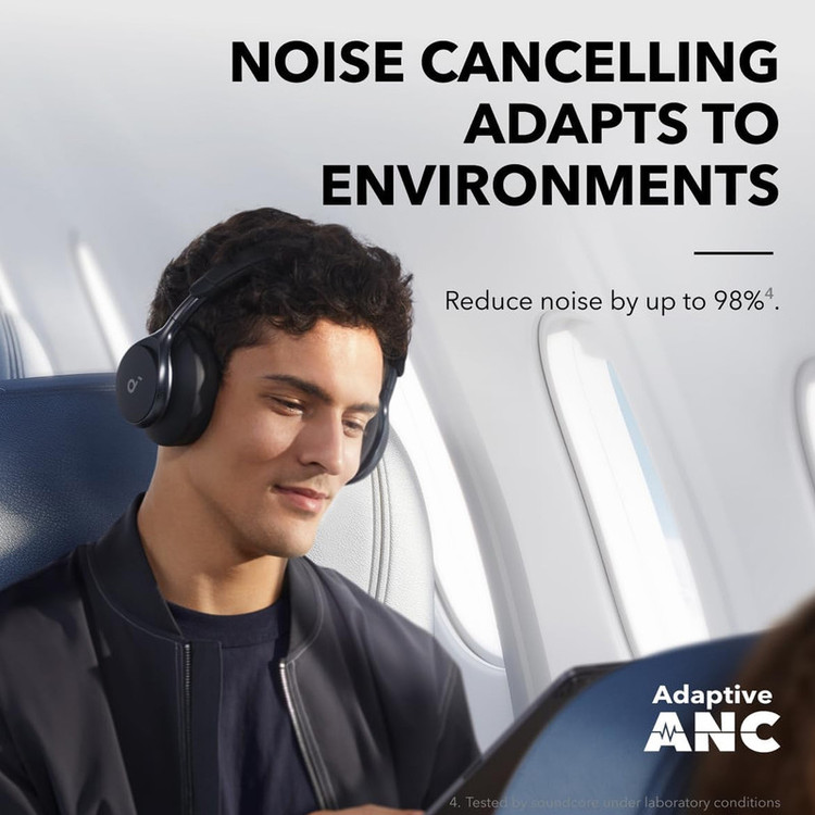 هدفون بیسیم انکر مدل Space One با نویز کنسلینگ فعال (ANC)، درگاه شارژ USB Type-C، مقاوم در برابر رطوبت و عرق