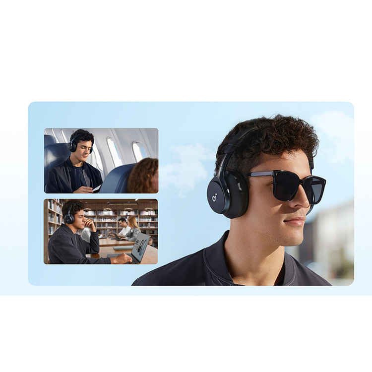 هدفون بیسیم انکر مدل Space One با نویز کنسلینگ فعال (ANC)، درگاه شارژ USB Type-C، مقاوم در برابر رطوبت و عرق