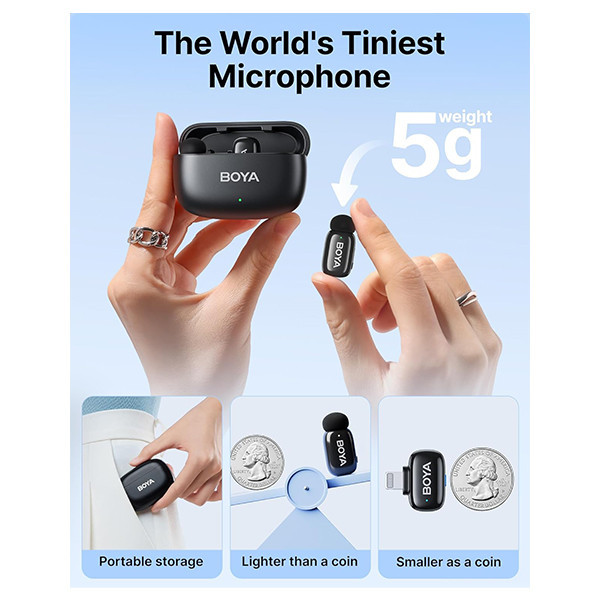 میکروفن یقه ای بویا مدل MINI ۲ COMBO با درگاه اتصال Lightning ,Type-C