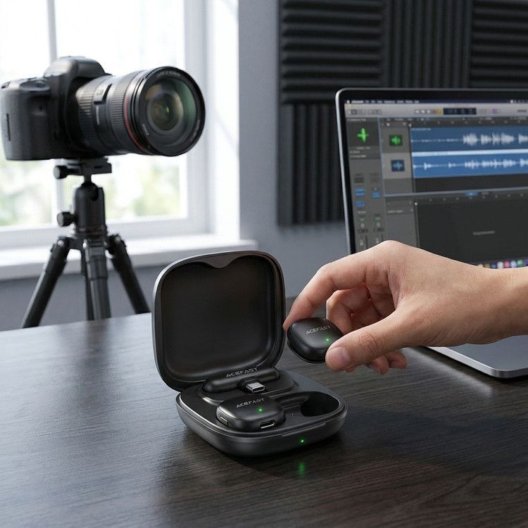 ست میکروفن بی سیم ایس فست مدل R1 با درگاه اتصال Type C